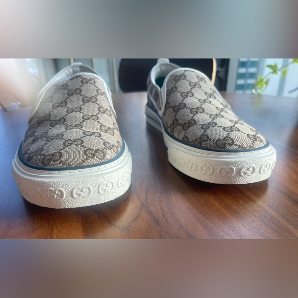 GUCCI Men's Tennis 1977 Slip Ons - "Beige Ebony" - Size 8 - Picture 6 of 8